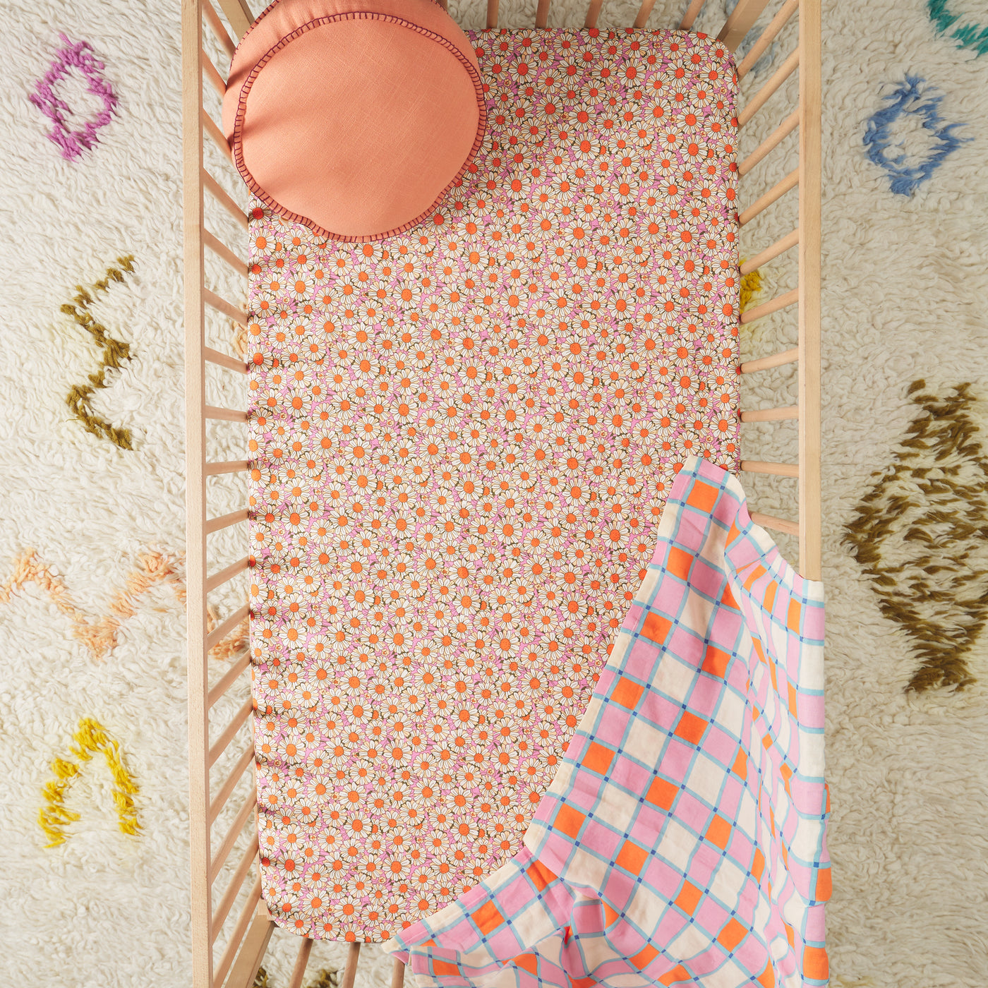 Posie Cotton Fitted Sheet - Dahlia Cot