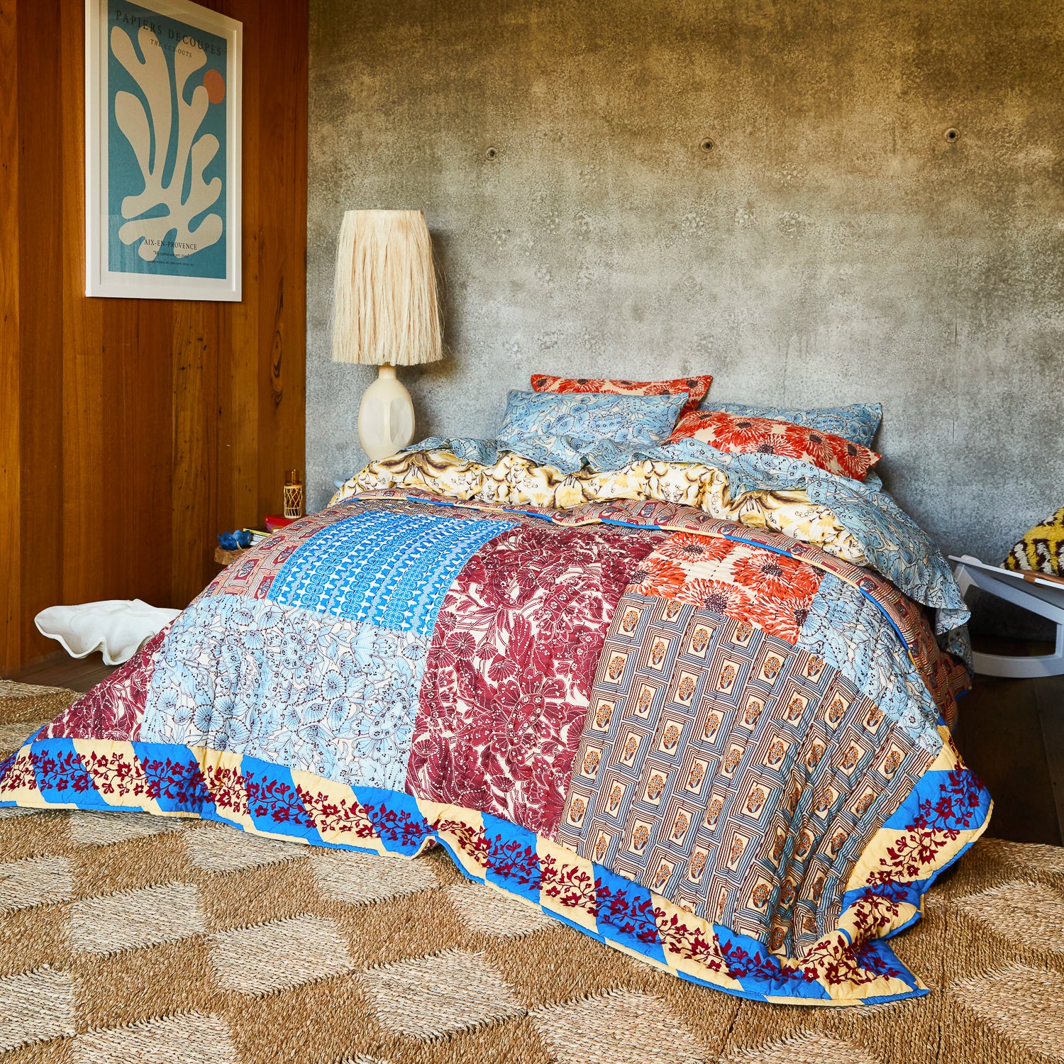 Clarice Patchwork Bedcover - Azure – Sage and Clare