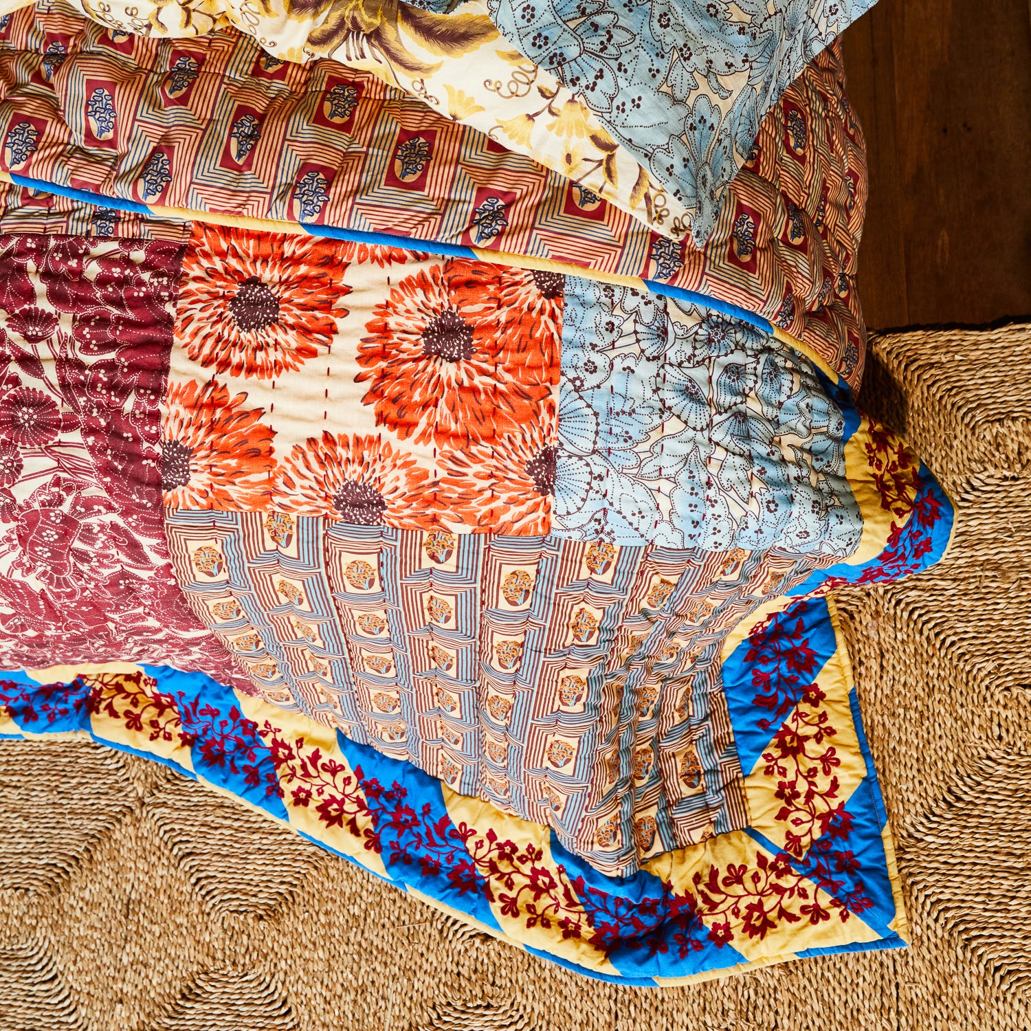 Clarice Patchwork Bedcover - Azure – Sage and Clare