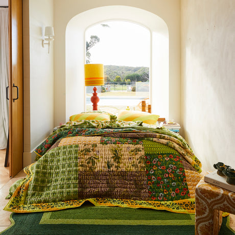 Clarice Patchwork Bedcover - Key Lime