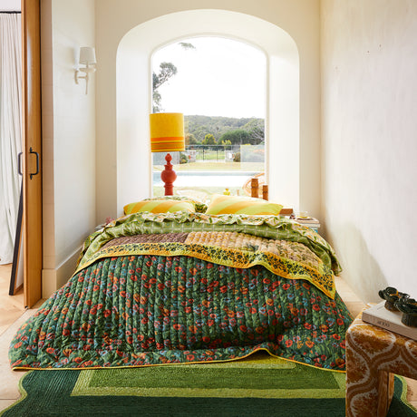 Clarice Patchwork Bedcover - Key Lime