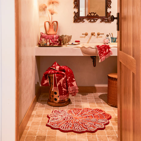 Claudelle Bath Mat - Crimson