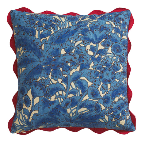 Lucia Embroidered Cushion - Cerulean Feather Insert