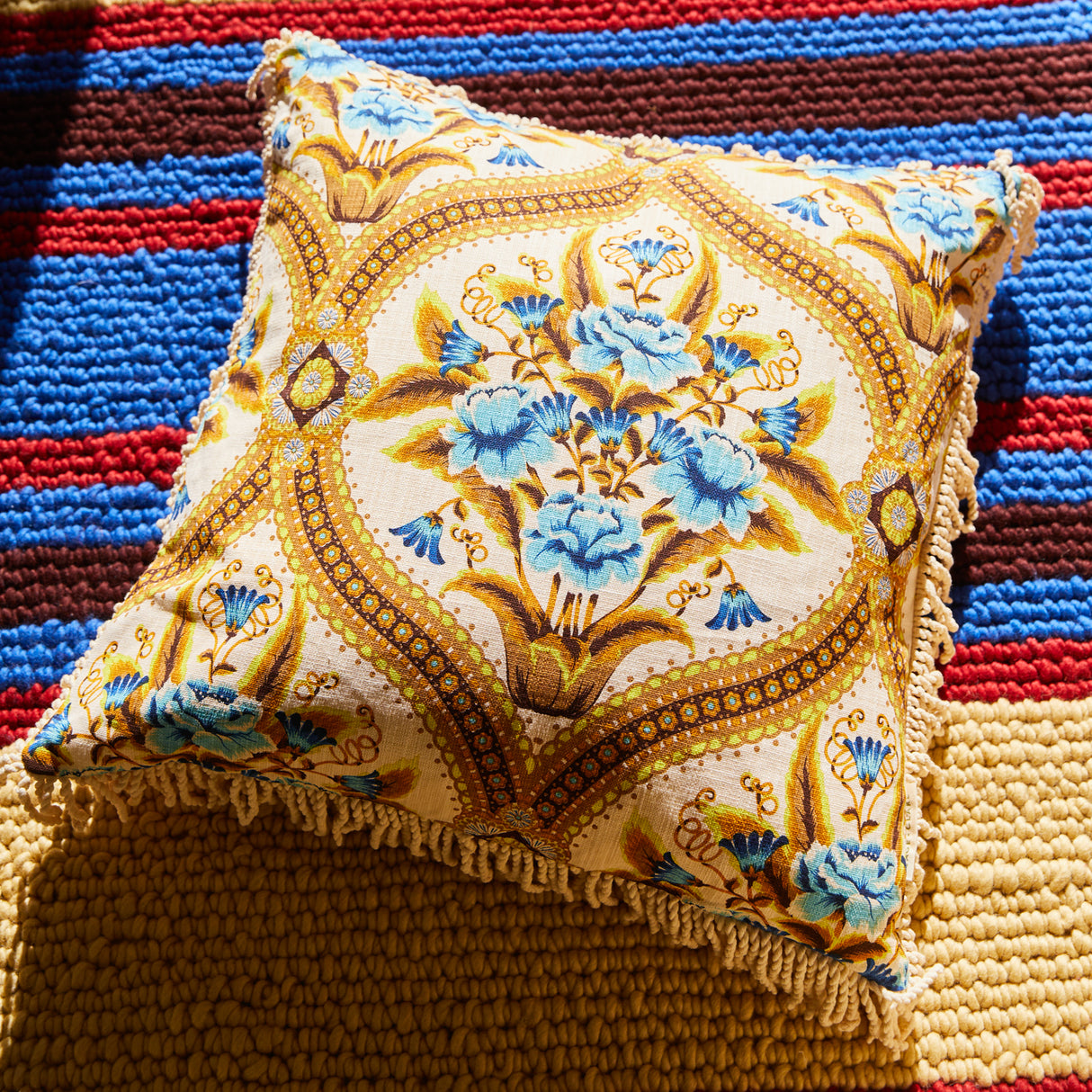 Margaret Fringe Cushion - Clay Feather Insert