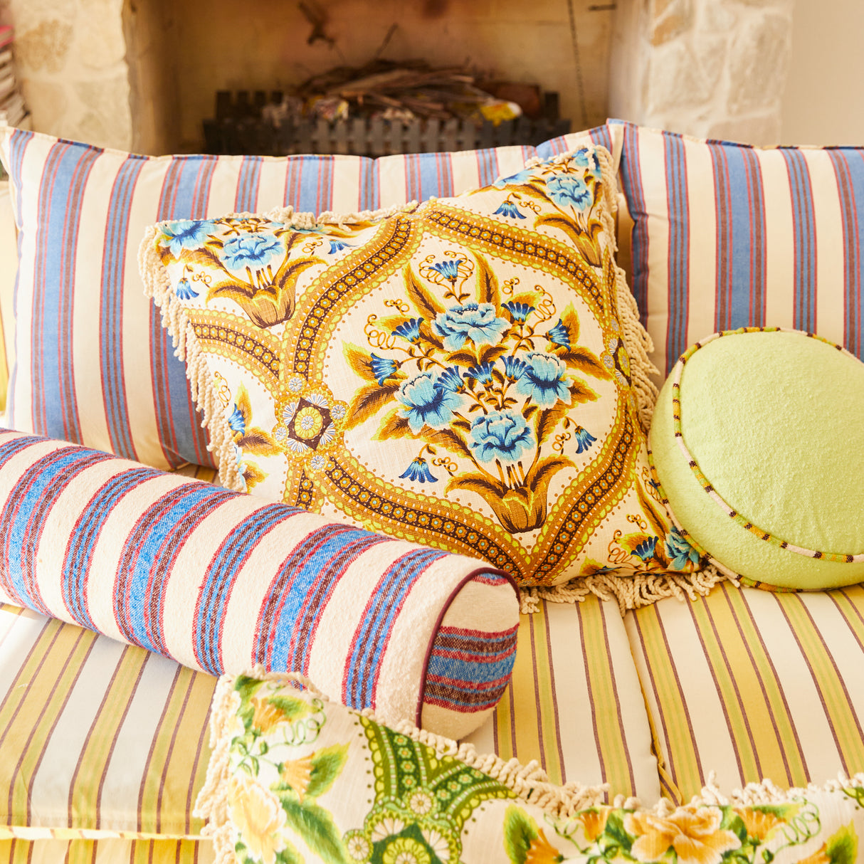 Margaret Fringe Cushion - Clay Feather Insert