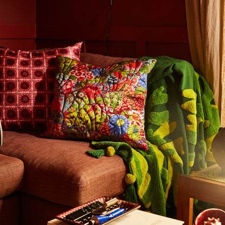Cora Quilted Cushion - Garnet Feather Insert