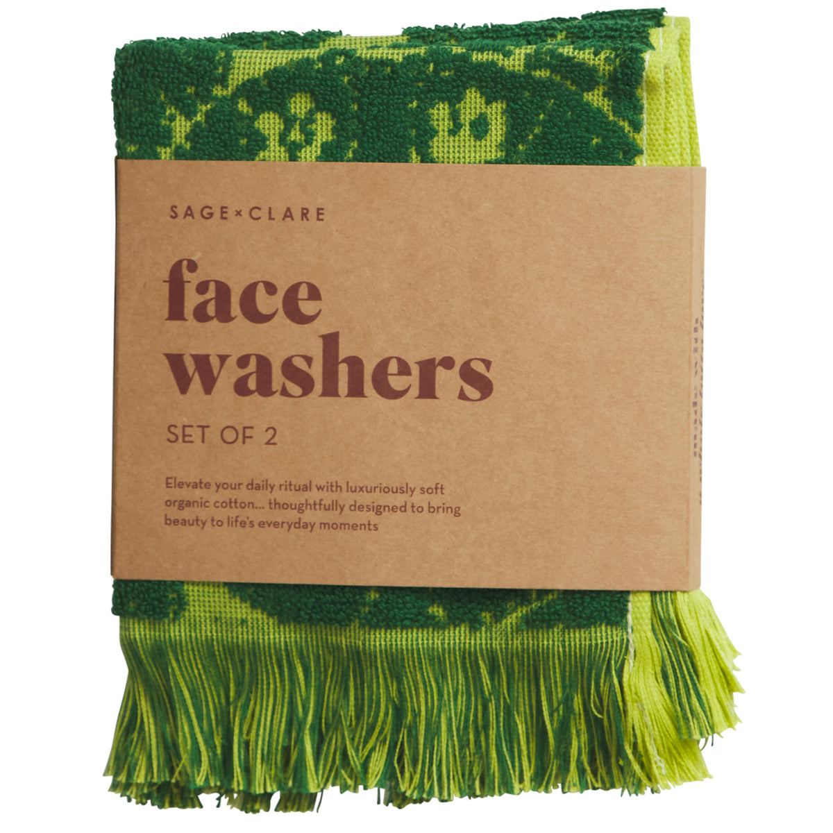 Lucia Face Washer Set - Kelp
