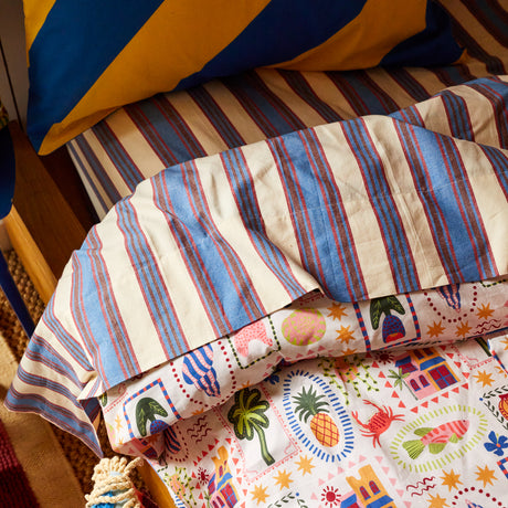 Selene Cotton Sheets - Azure Fitted Sheet / Cot