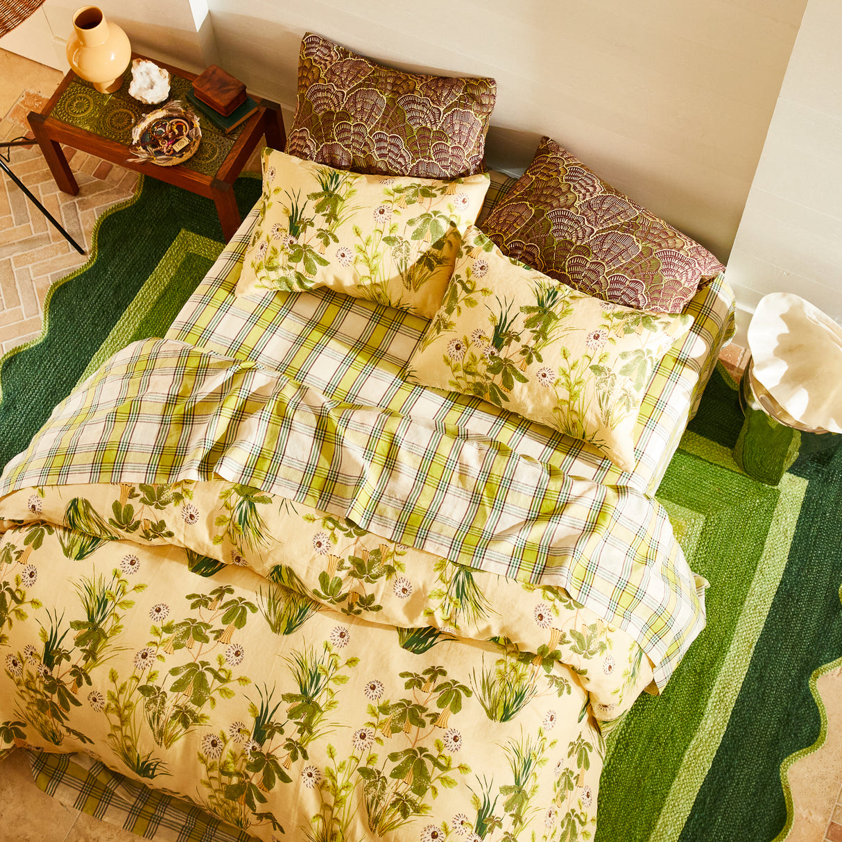 Isla Linen Sheets - Anise Fitted Sheet / Double