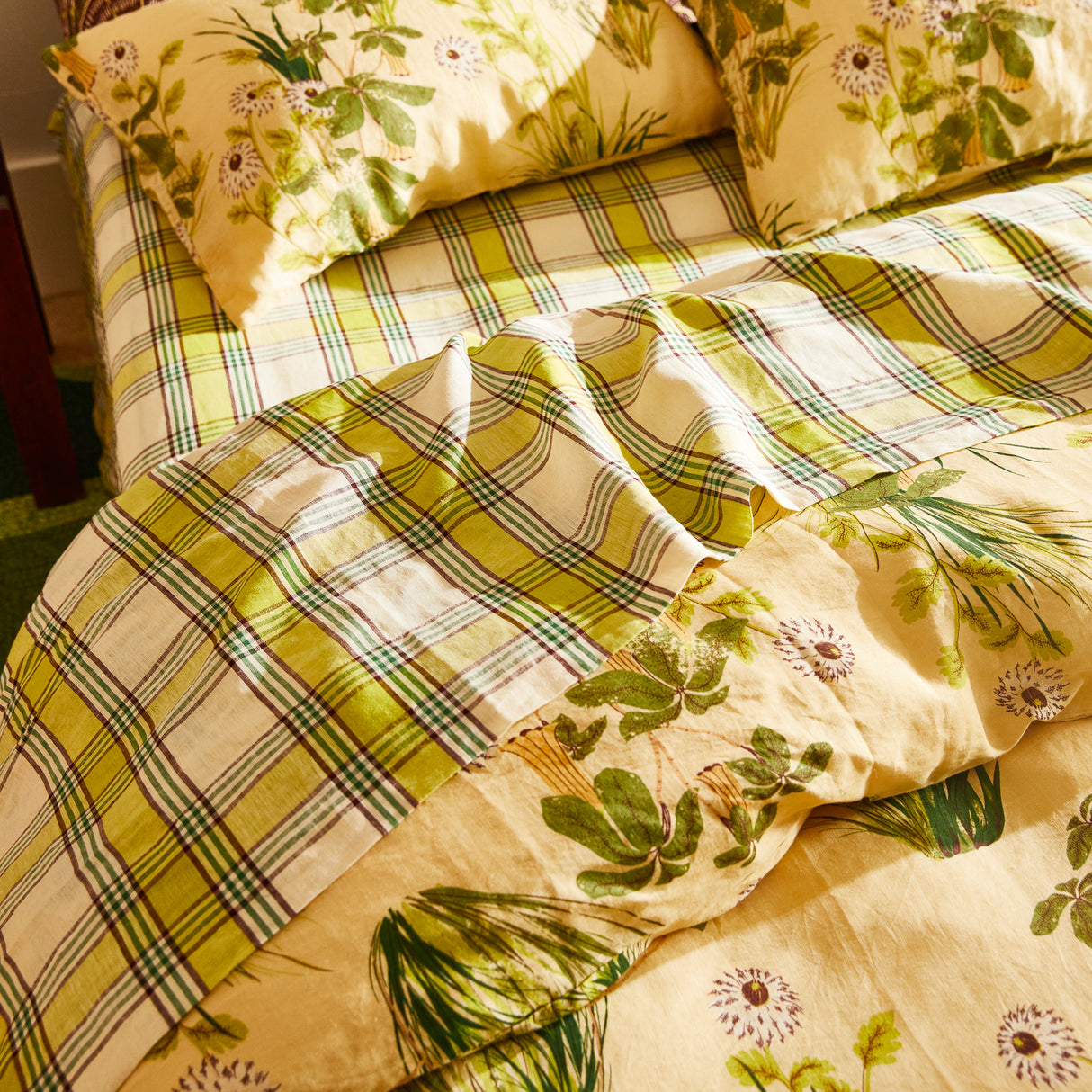 Isla Linen Sheets - Anise Fitted Sheet / Double