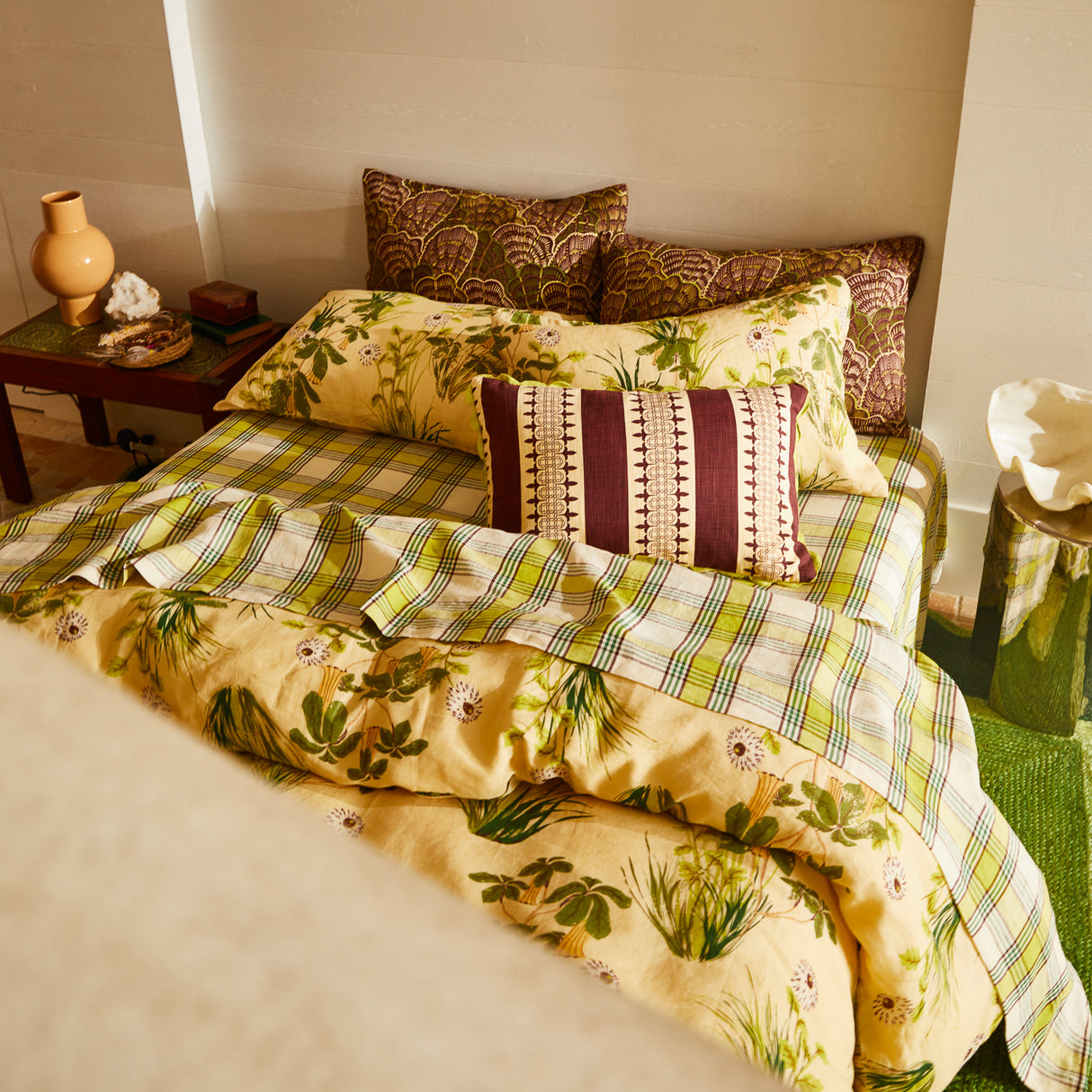 Isla Linen Sheets - Anise Fitted Sheet / Double