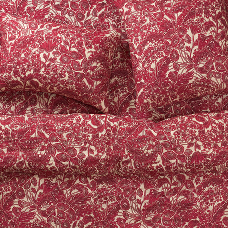 Lucia Linen Sheets - Crimson Fitted Sheet / Queen