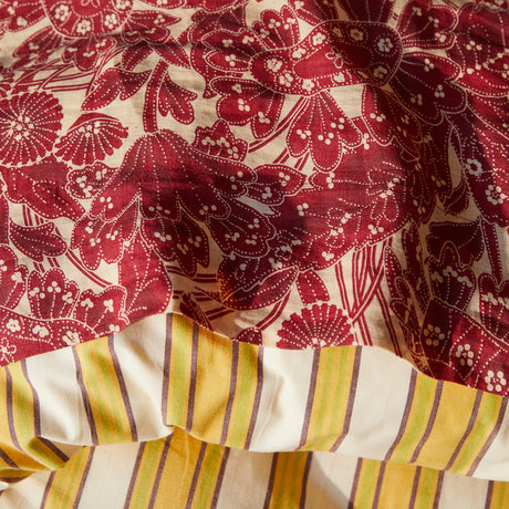 Lucia Linen Sheets - Crimson Fitted Sheet / Queen