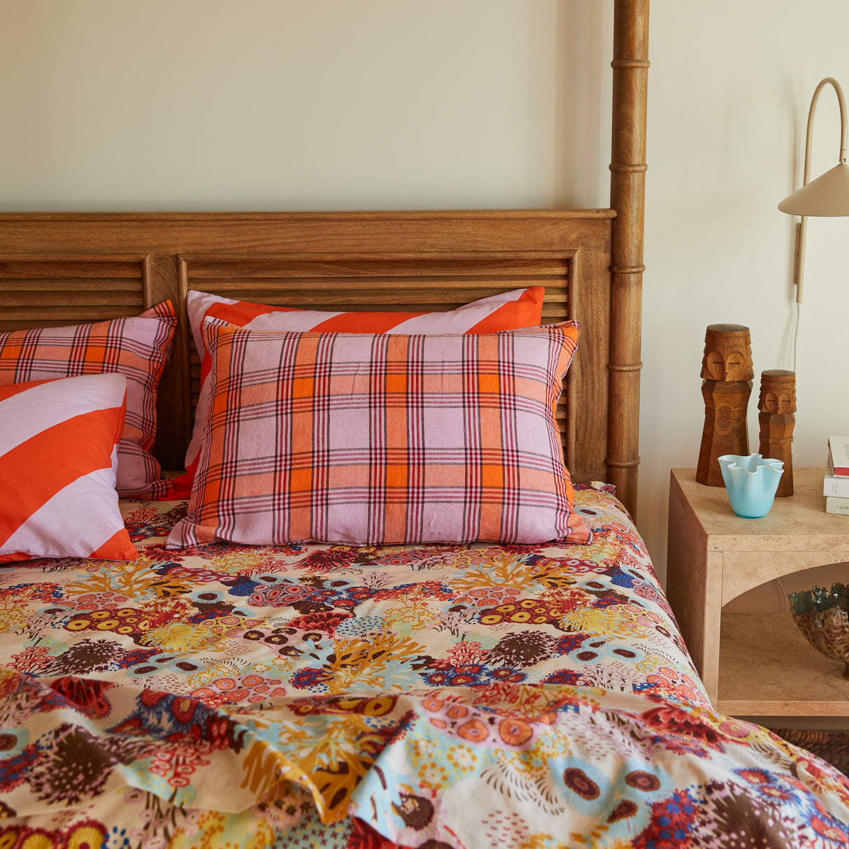 Isla Linen Pillowcase Set - Vivid Coral Standard