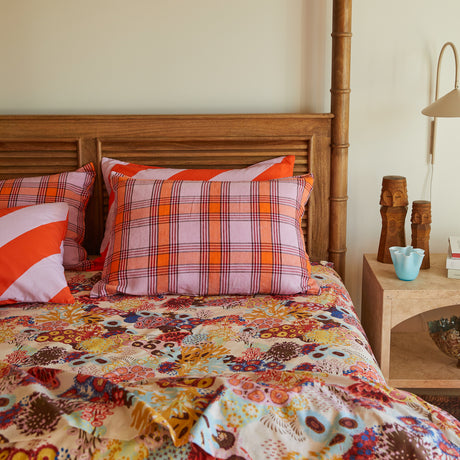 Isla Linen Pillowcase Set - Vivid Coral Standard
