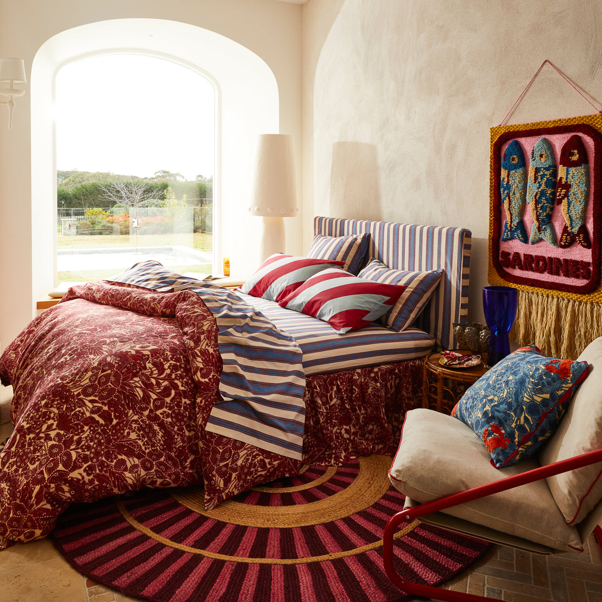 Clarice Cotton Pillowcase Set - Crimson Standard