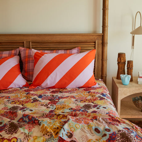 Clarice Cotton Pillowcase Set - Flame Standard