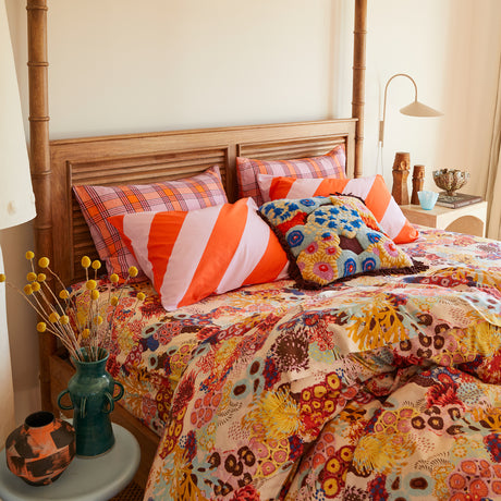 Clarice Cotton Pillowcase Set - Flame Standard