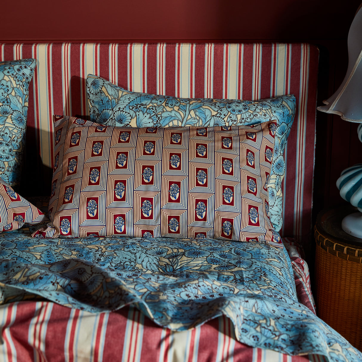 Antonella Cotton Pillowcase Set - Crimson Standard