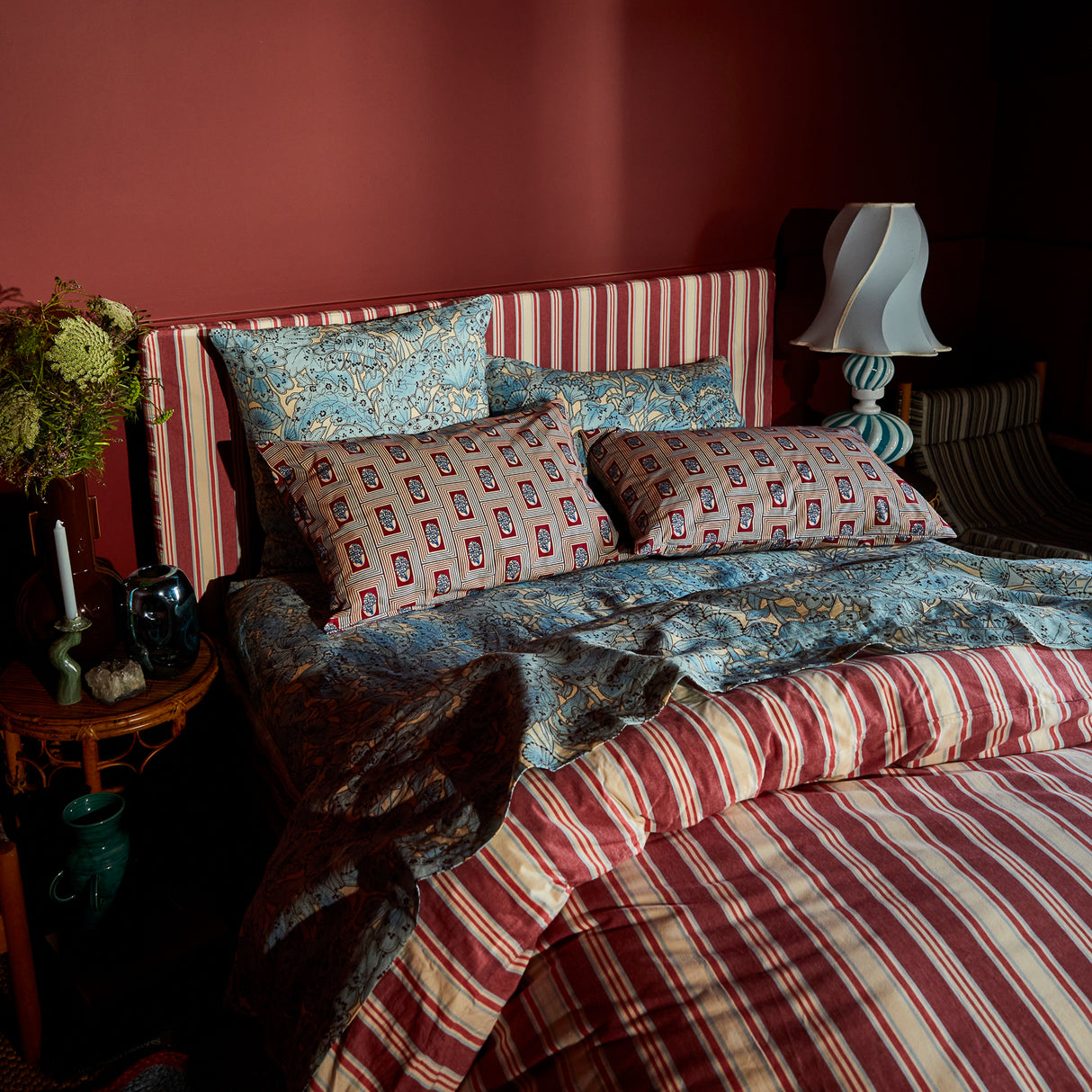 Antonella Cotton Pillowcase Set - Crimson Standard