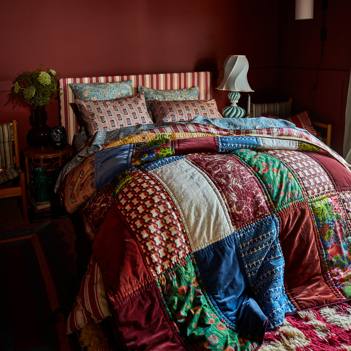 Antonella Cotton Pillowcase Set - Crimson Standard