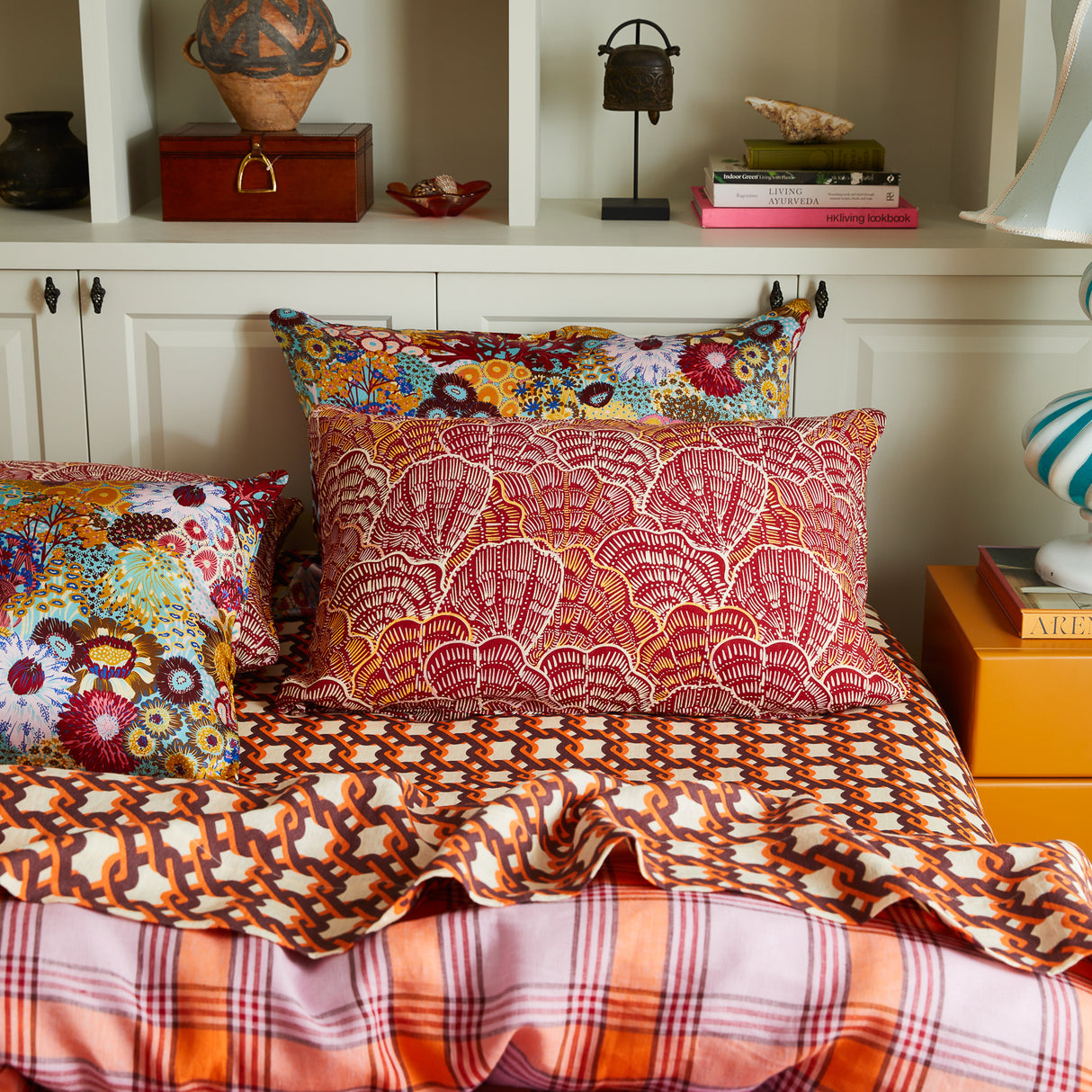 Claudelle Linen Pillowcase Set - Crimson Standard