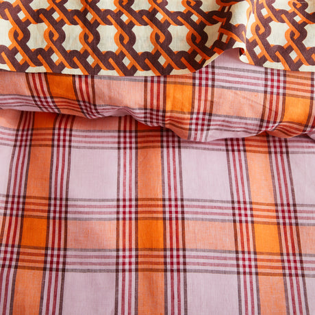 Isla Linen Quilt Cover - Vivid Coral King Single/Double