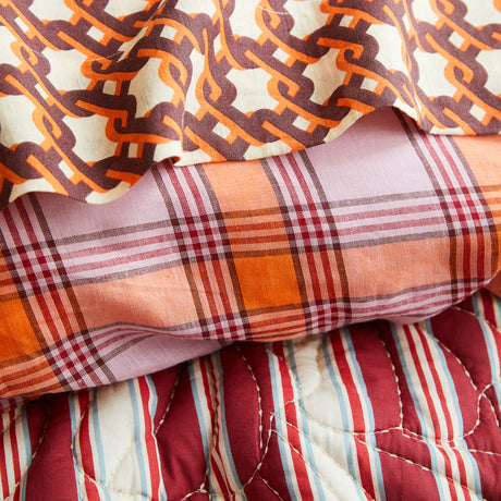 Isla Linen Quilt Cover - Vivid Coral King Single/Double