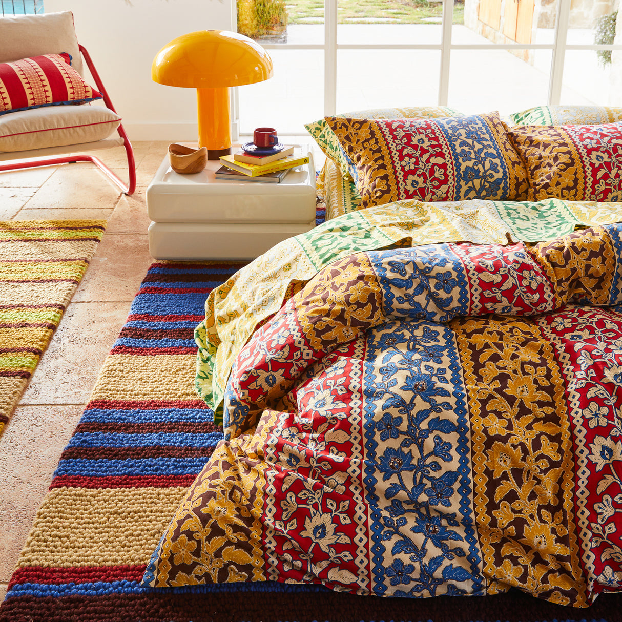 Thea Cotton Quilt Cover - Vermillion Queen
