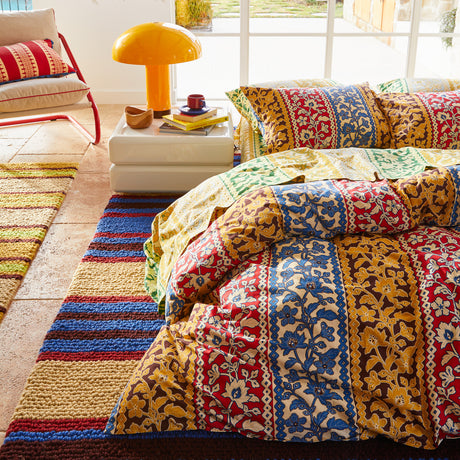 Thea Cotton Quilt Cover - Vermillion Queen