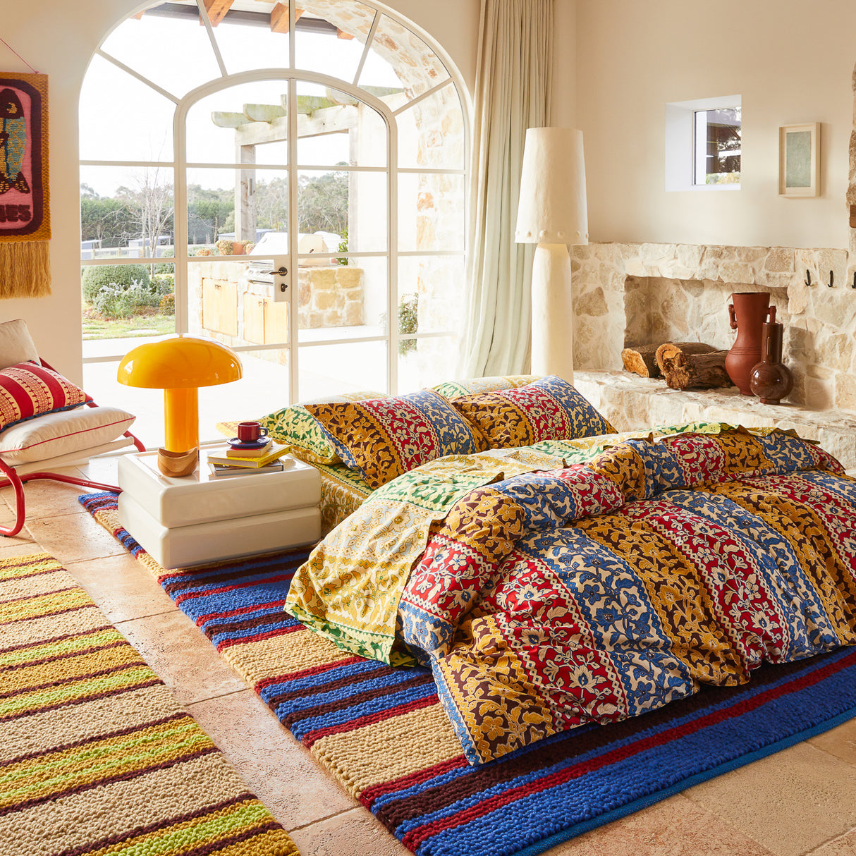 Thea Cotton Quilt Cover - Vermillion Queen