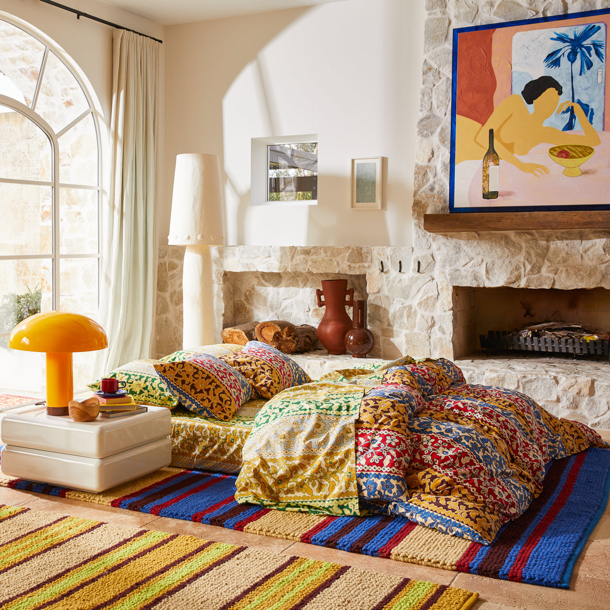 Thea Cotton Quilt Cover - Vermillion Queen
