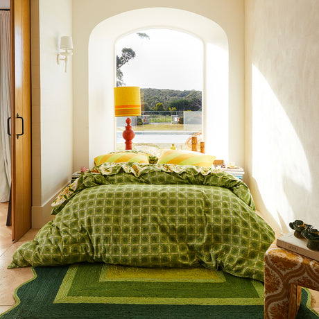 Gabriella Cotton Quilt Cover - Key Lime Queen