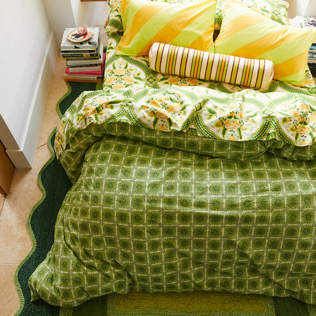 Gabriella Cotton Quilt Cover - Key Lime Queen