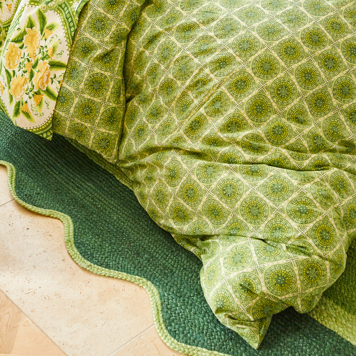 Gabriella Cotton Quilt Cover - Key Lime Queen