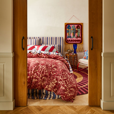 Lucia Linen Quilt Cover - Crimson Queen