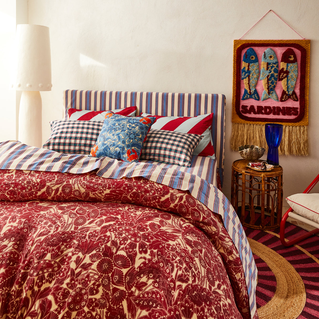 Lucia Linen Quilt Cover - Crimson Queen