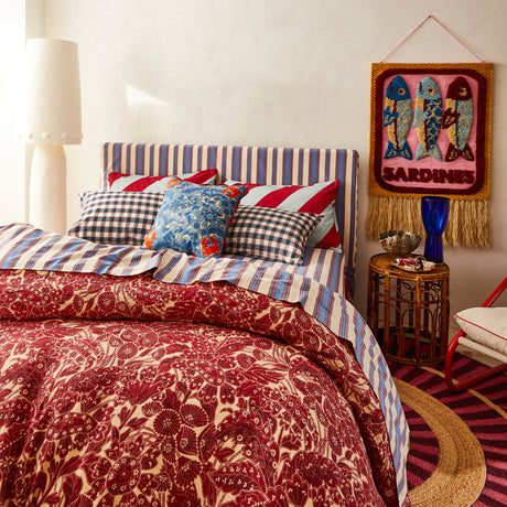 Lucia Linen Quilt Cover - Crimson Queen
