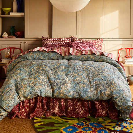 Lucia Linen Quilt Cover - Cerulean Queen