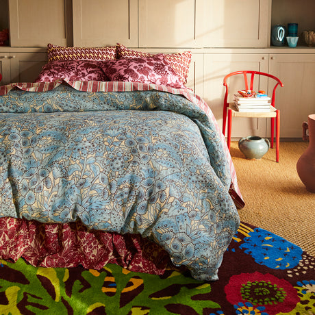 Lucia Linen Quilt Cover - Cerulean Queen