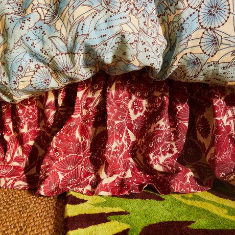 Lucia Linen Ruffle Valance - Crimson Queen