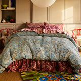 Lucia Linen Ruffle Valance - Crimson Queen