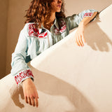 Vivianna Embroidered Shirt - Cerulean