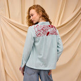 Vivianna Embroidered Shirt - Cerulean