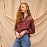 Vivianna Embroidered Shirt - Garnet