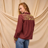 Vivianna Embroidered Shirt - Garnet