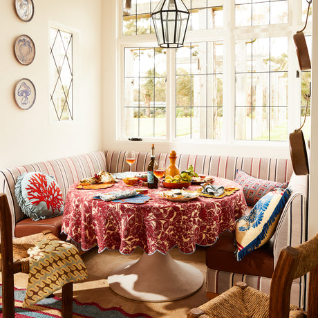 Lucia Round Table Cloth - Crimson