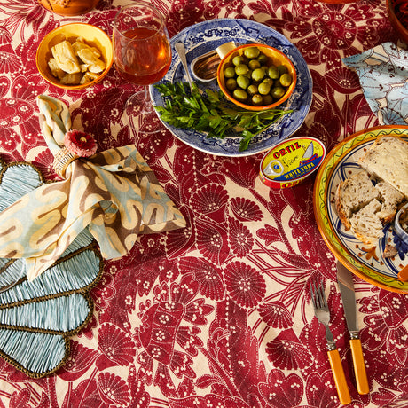 Lucia Round Table Cloth - Crimson