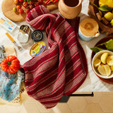 Selene Stripe Tea Towel - Crimson
