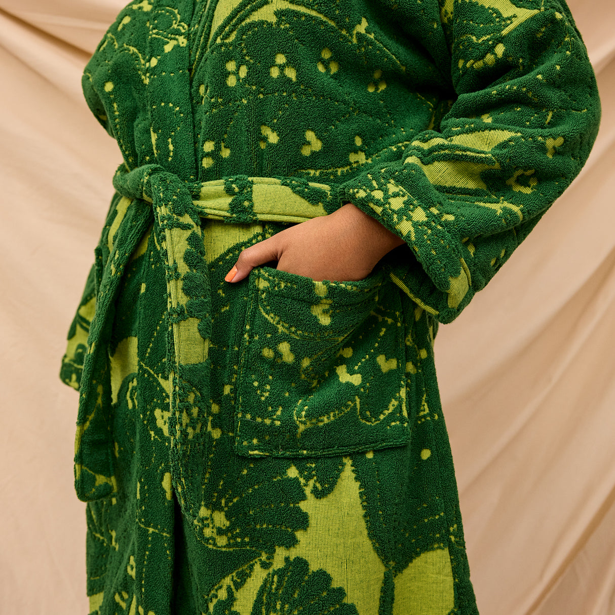 Lucia Towelling Robe - Kelp